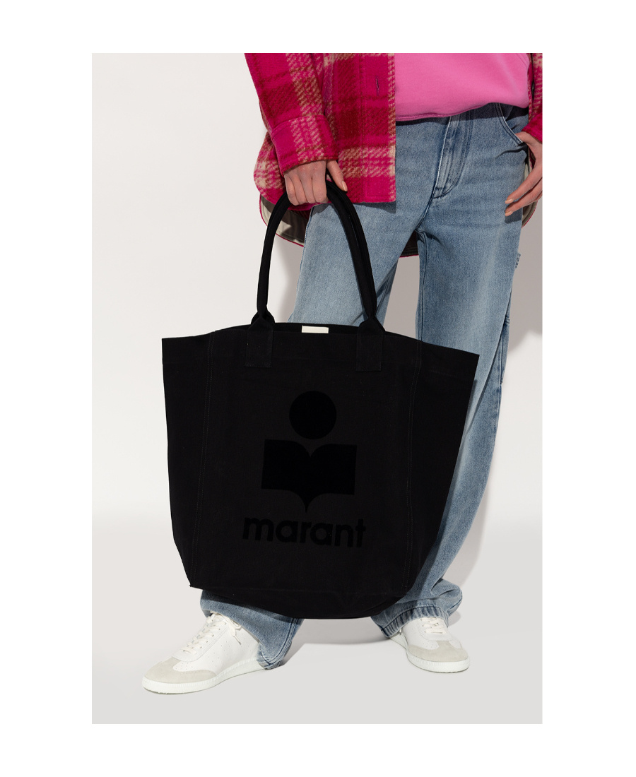 Shop Isabel Marant Logo-print Cotton Tote In Black