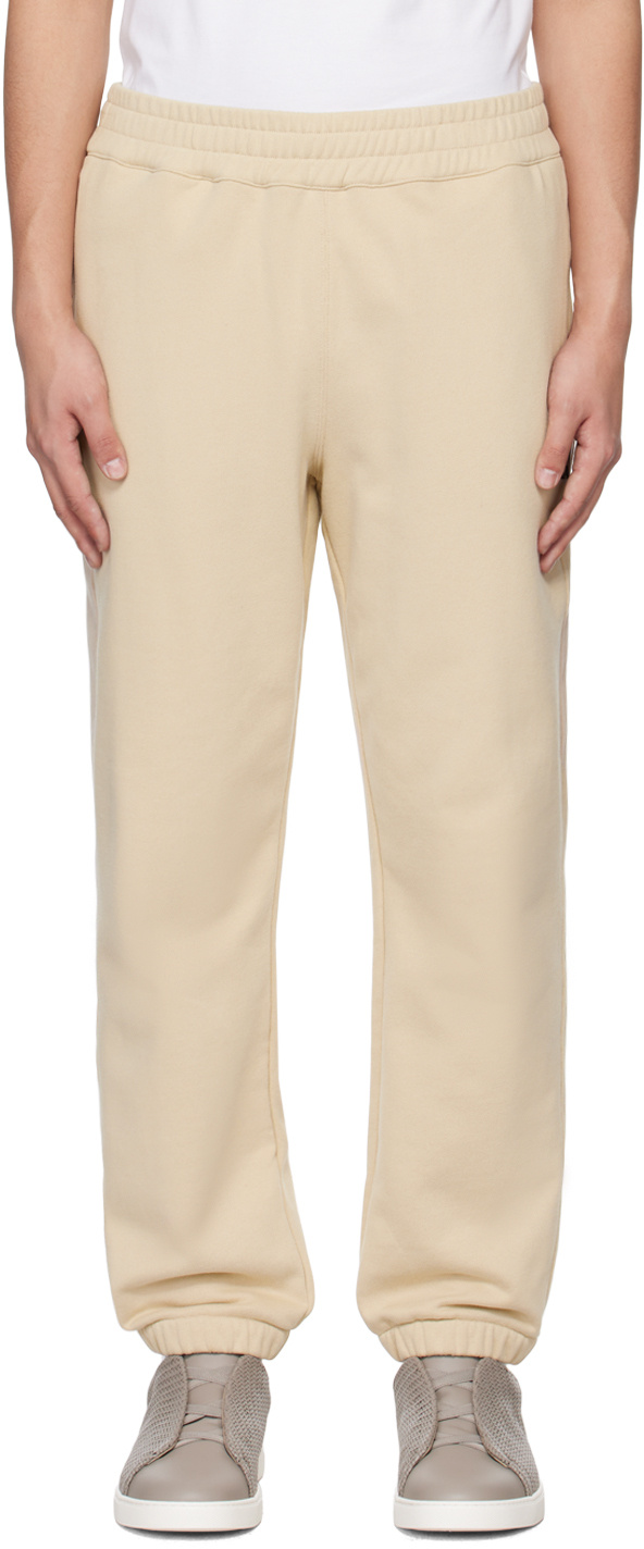 Zegna Mid-rise Cotton Track Trousers In Nude