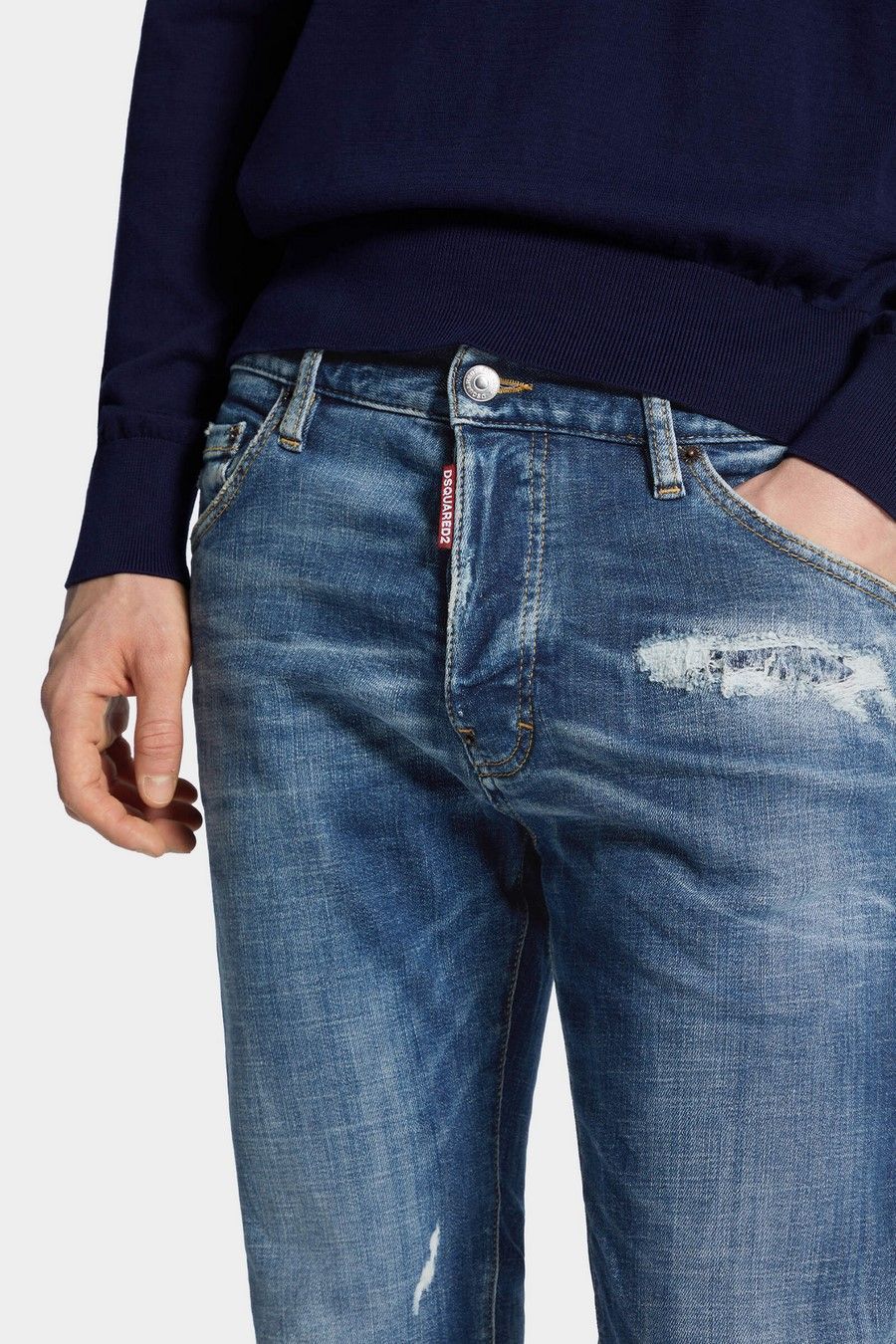 Dsquared2 Belt Loop Jeans In Blue