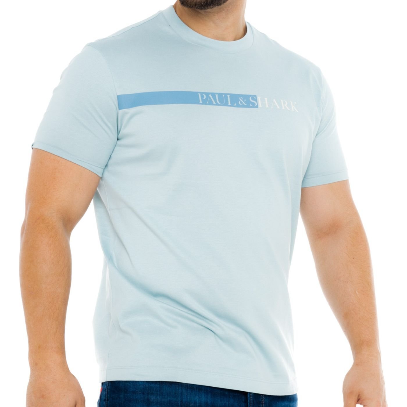 Paul & Shark Printed Crew Neck T-shirt In White