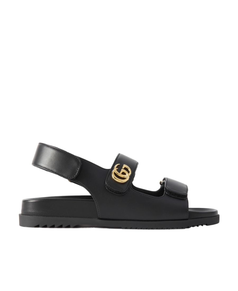 Gucci Moritz Gg Leather Sandals In Black