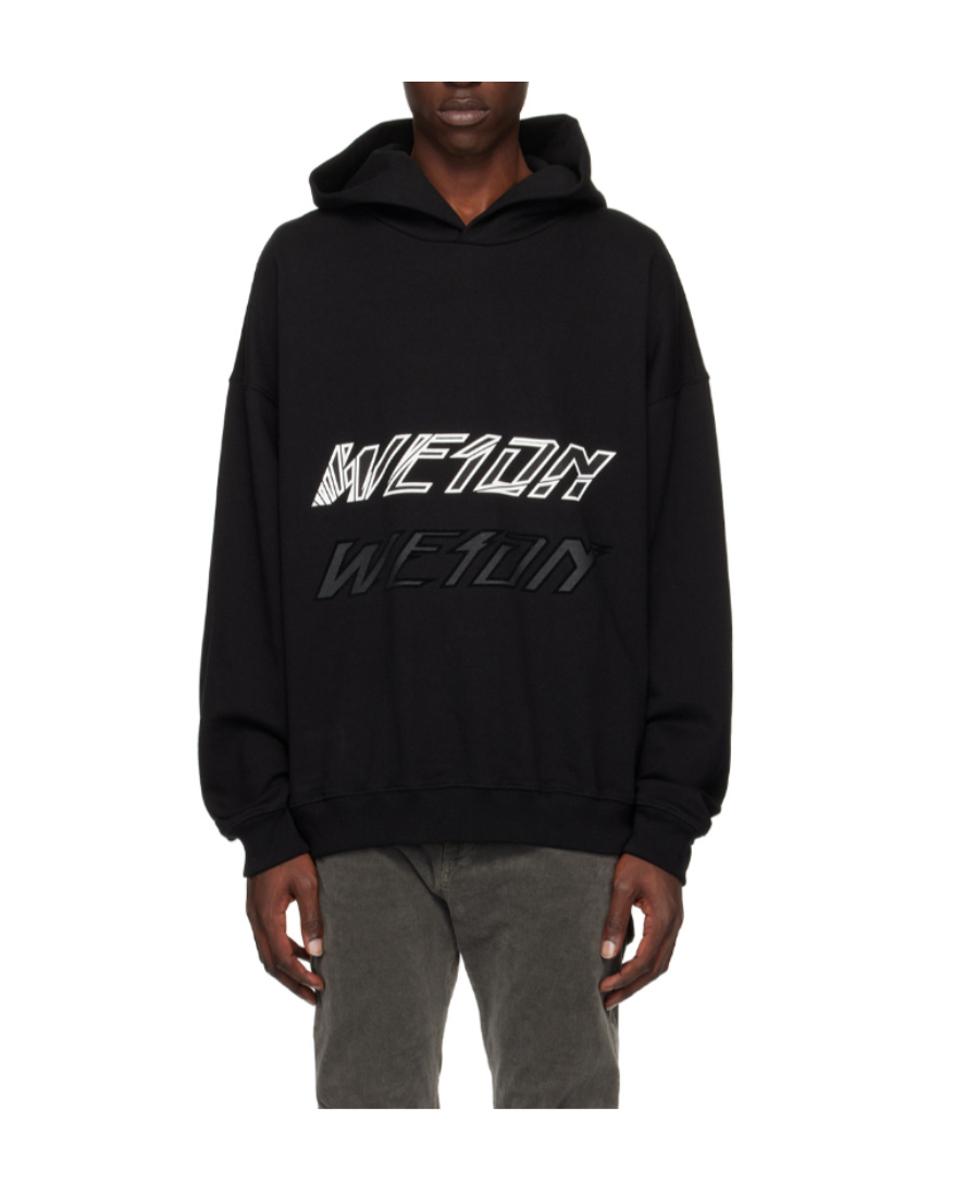 We11 Done Logo Hooded Sweater In Black