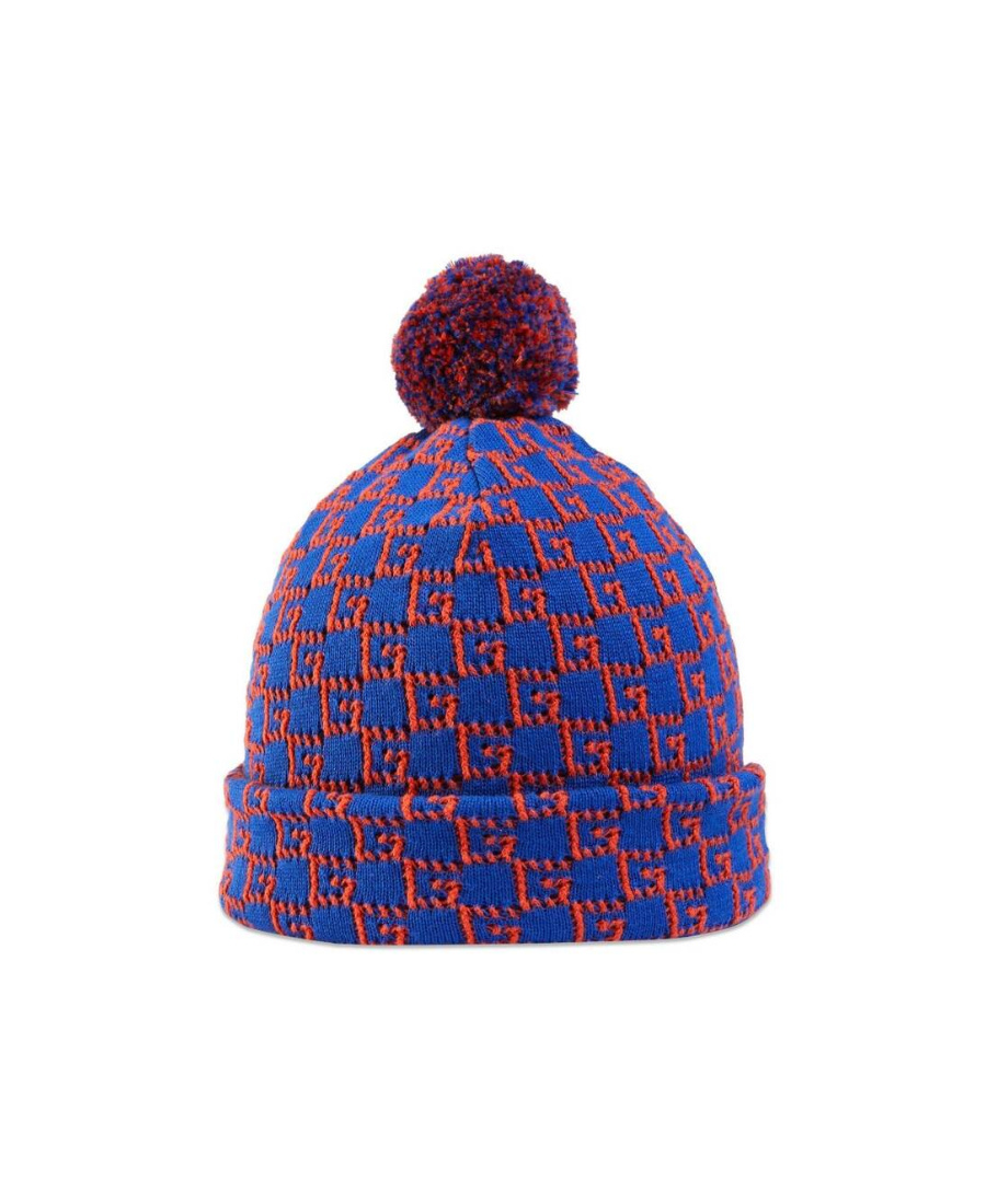 Gucci Square G Cotton Beanie In Blue