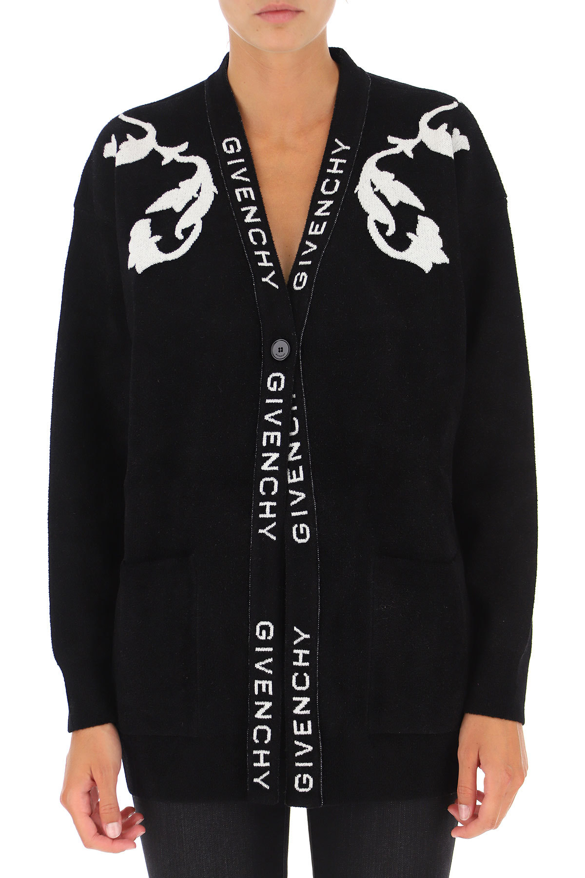 Givenchy Intarsia-knit Cardigan In Black