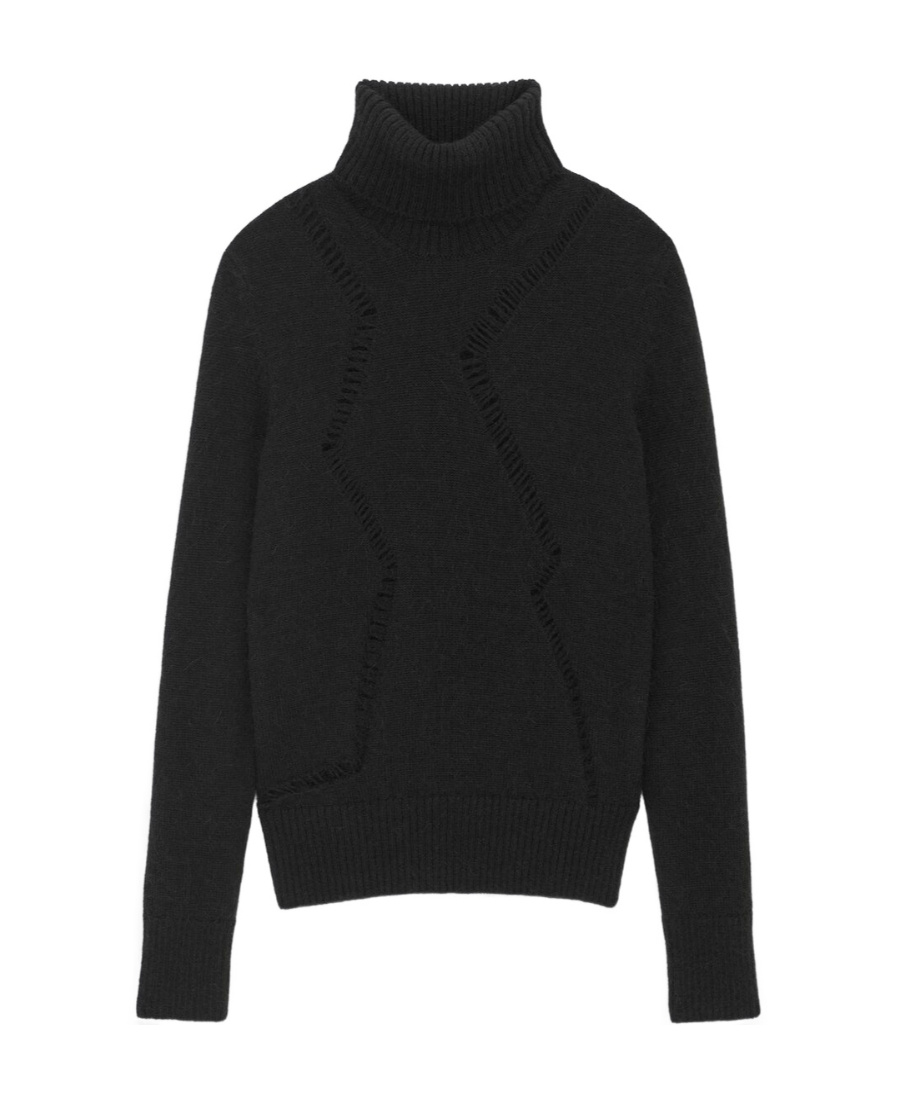 Saint Laurent Cut-out Roll-neck Jumper In Black