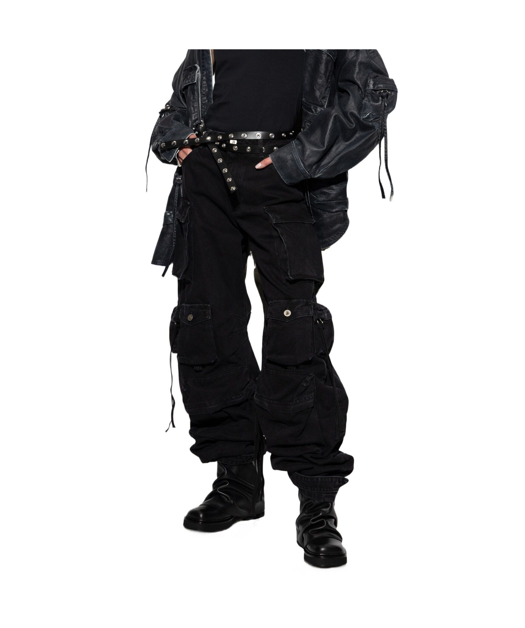 Shop Attico Fern Cargo Jeans In Black