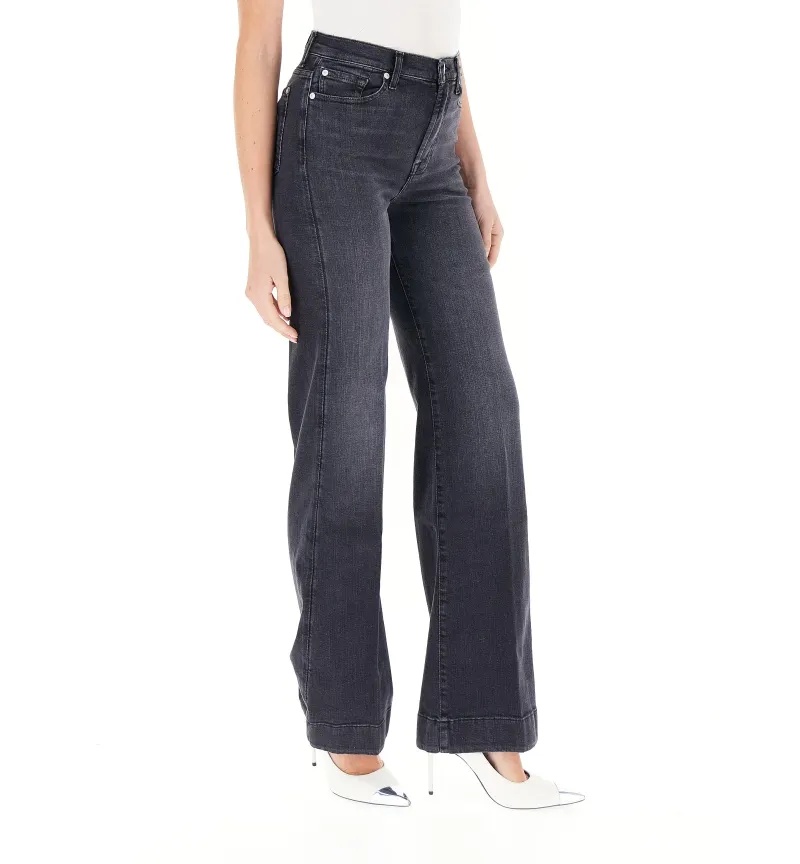 7 For All Mankind Wide-leg Jeans In Gray