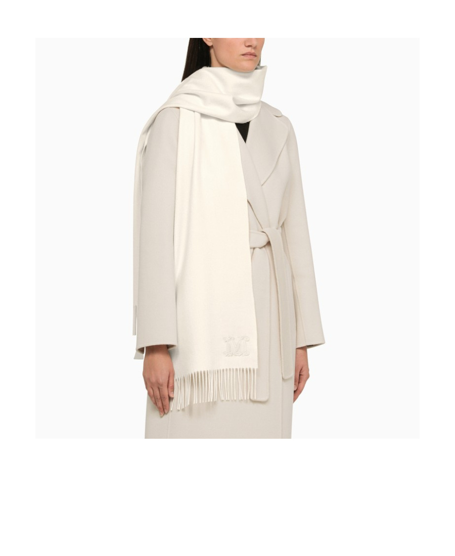 Max Mara Fringed Scarf In White