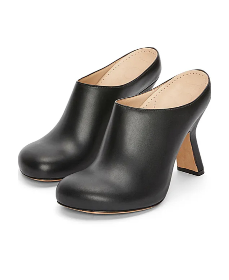 Loewe Terra Leather Stiletto Mule Clogs In Black