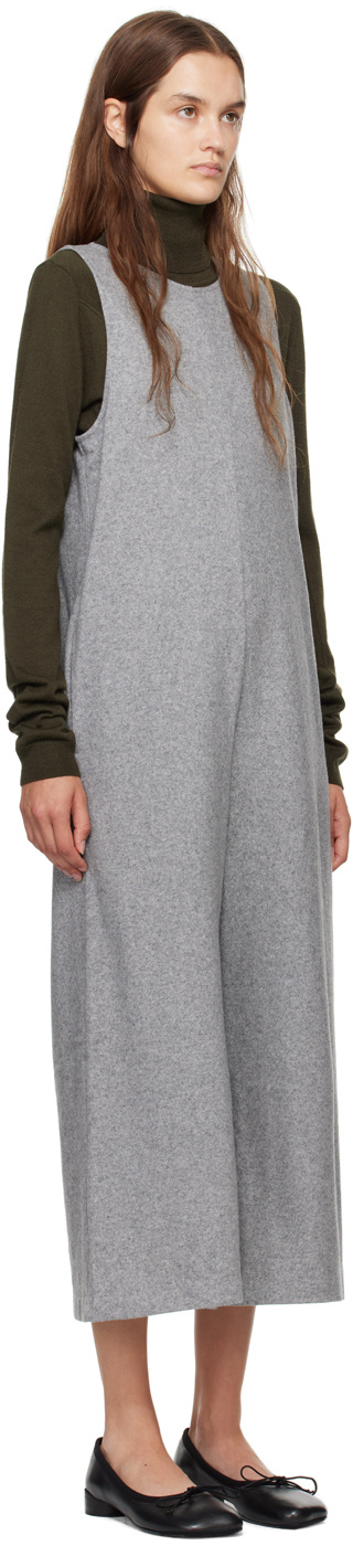 Mm6 Maison Margiela Gray Wool White Stitching Jumpsuit In Gray
