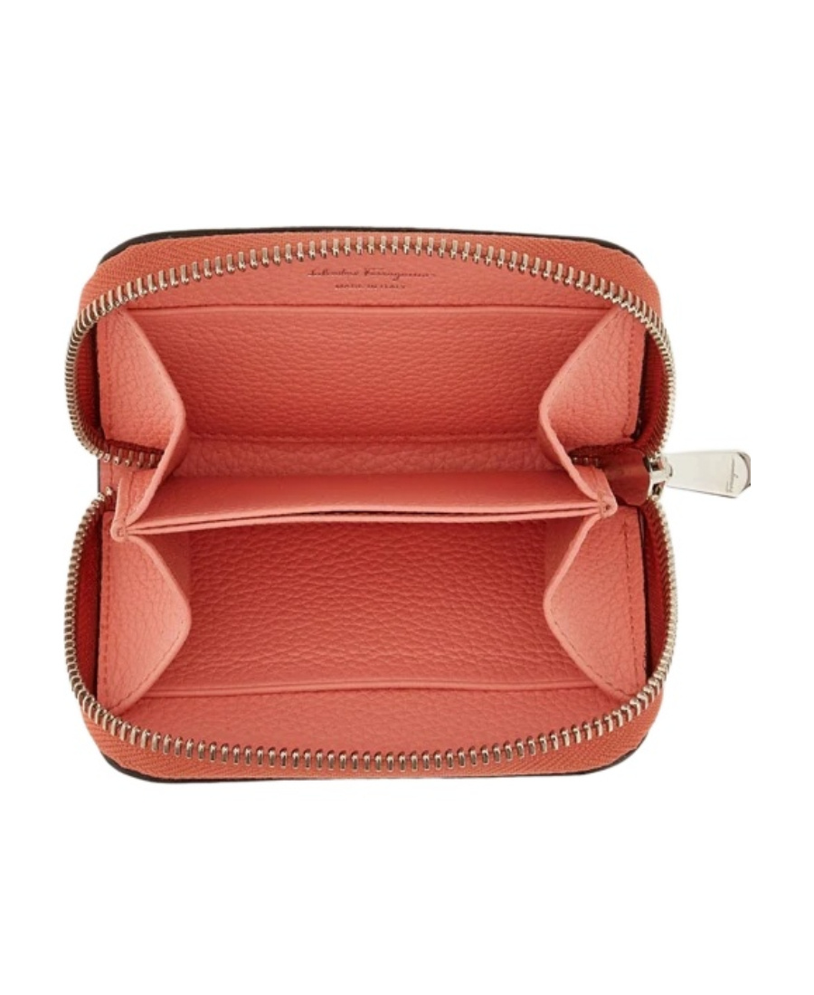 Ferragamo Salvatore  Gancini Zipped Card Holder In Pink