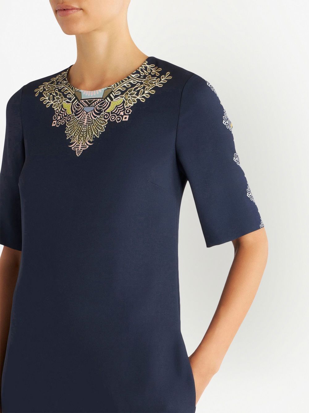 Etro Stretch Viscose Dress With Embroidered Geometric Pattern In Black