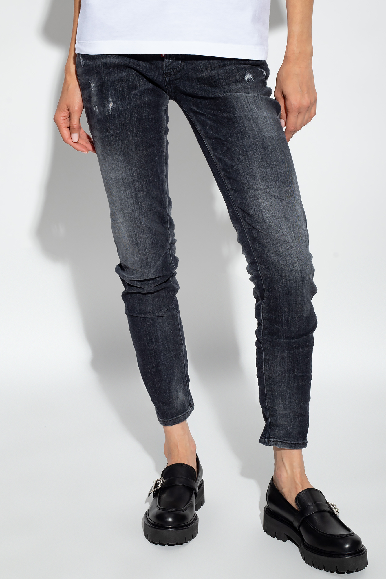Dsquared2 Distressed-effect Low-rise Jeans In Black