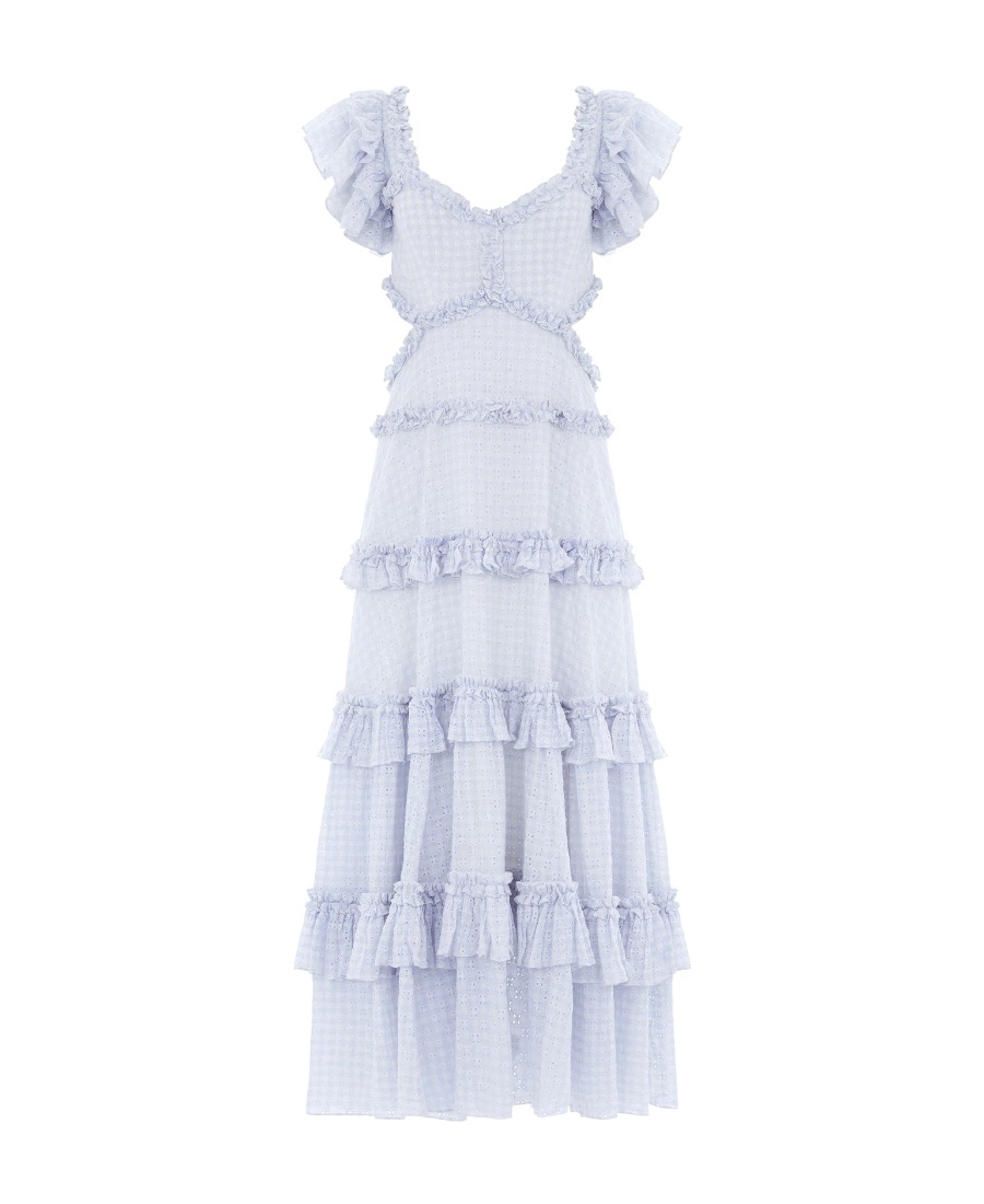 NEEDLE & THREAD BRODERIE-ANGLAISE ORGANIC COTTON MAXI DRESS 
