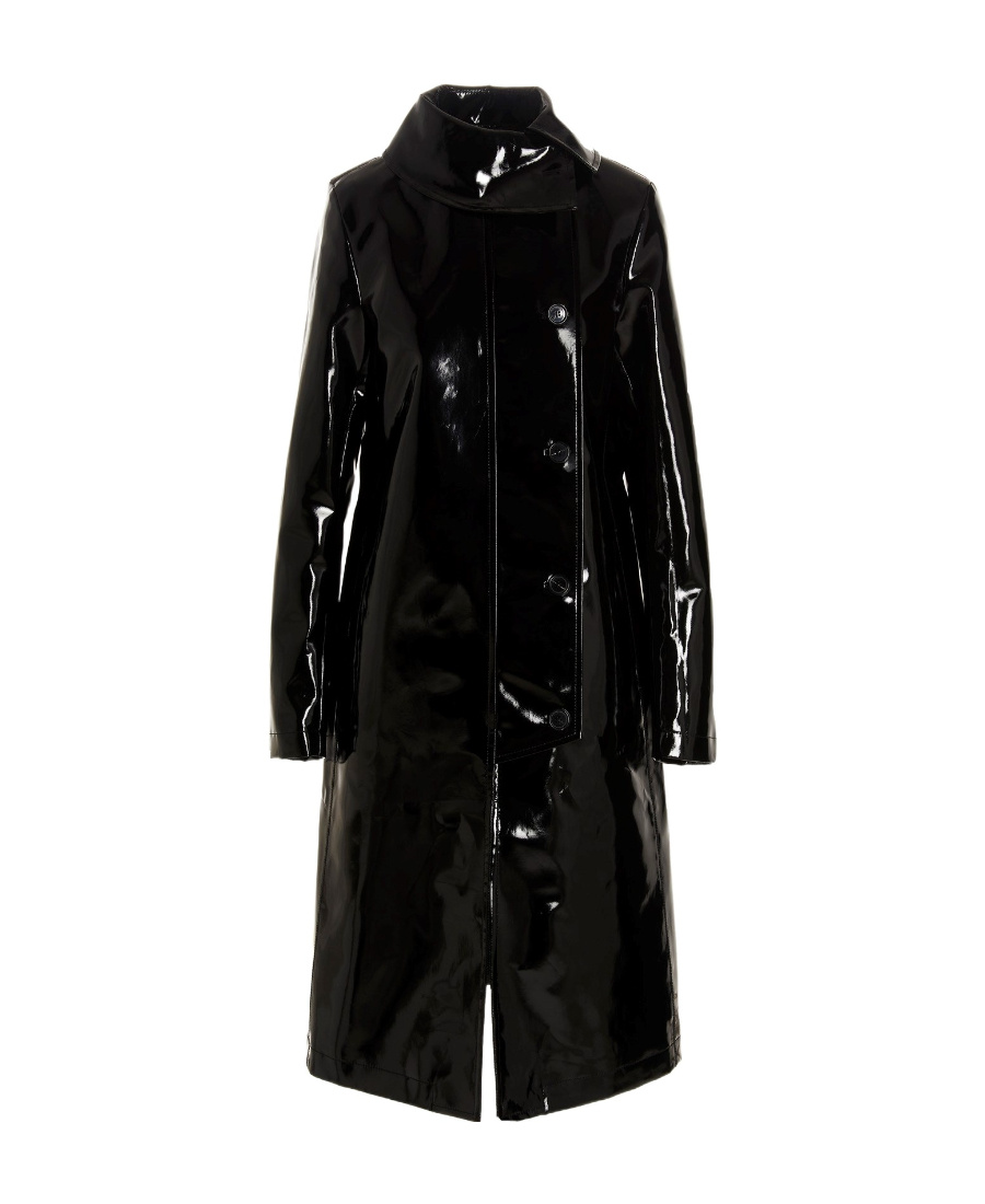 Shop Raf Simons Logo Trench Coat In Black