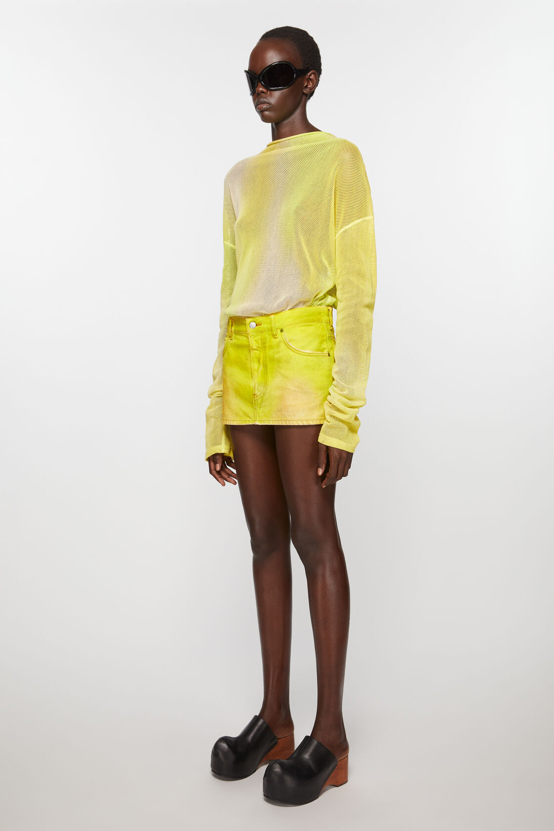 Acne Studios Denim Mini Skirt In Yellow