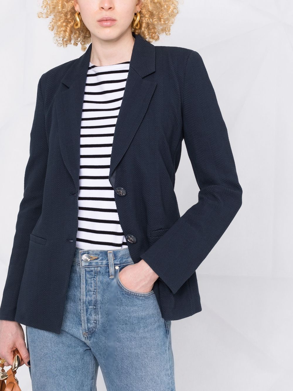 Shop Emporio Armani Single-breasted Twill Jacket In Black