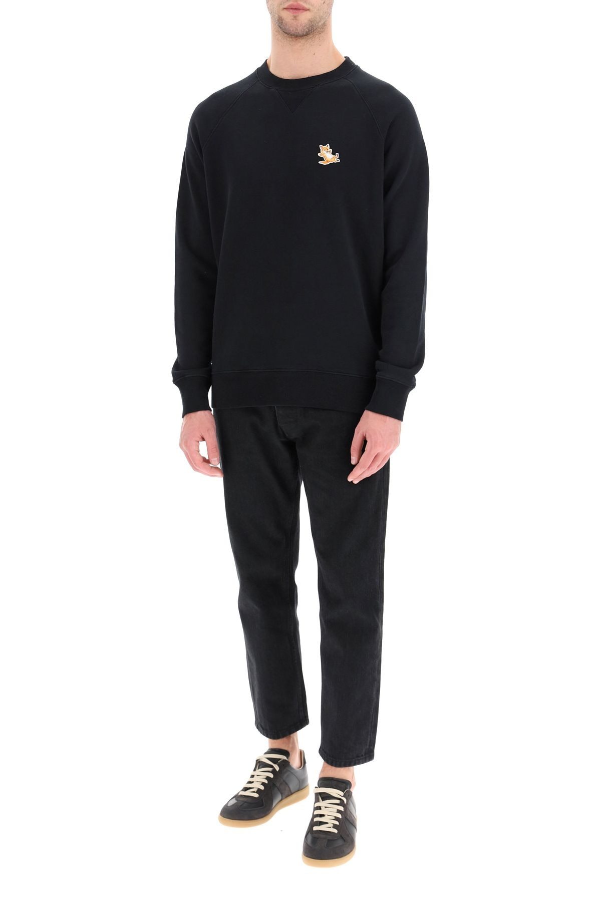 Shop Maison Kitsuné Chillax Fox Patch Sweatshirt In Black