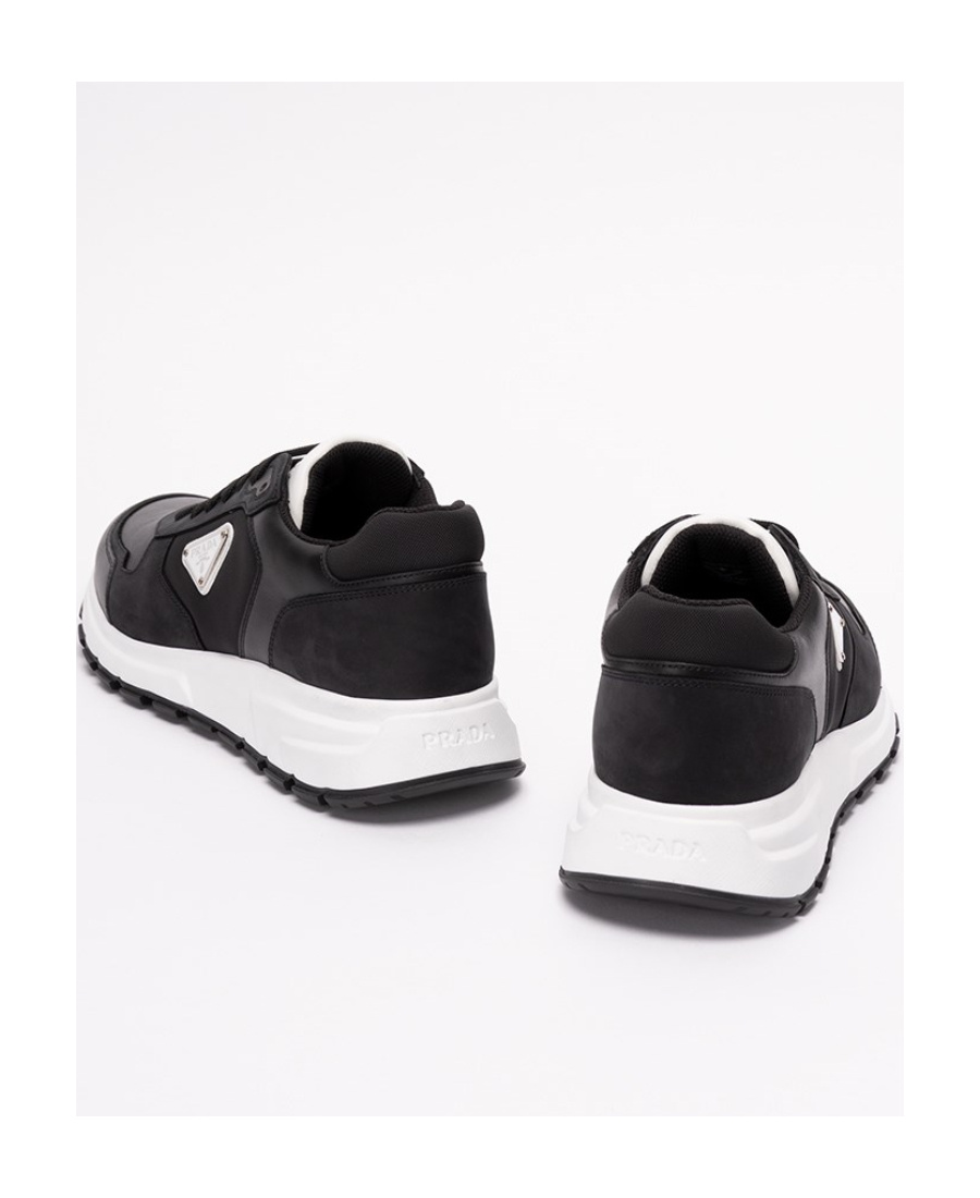 Prada Nubuck And Nylon High-top Sneakers In Black