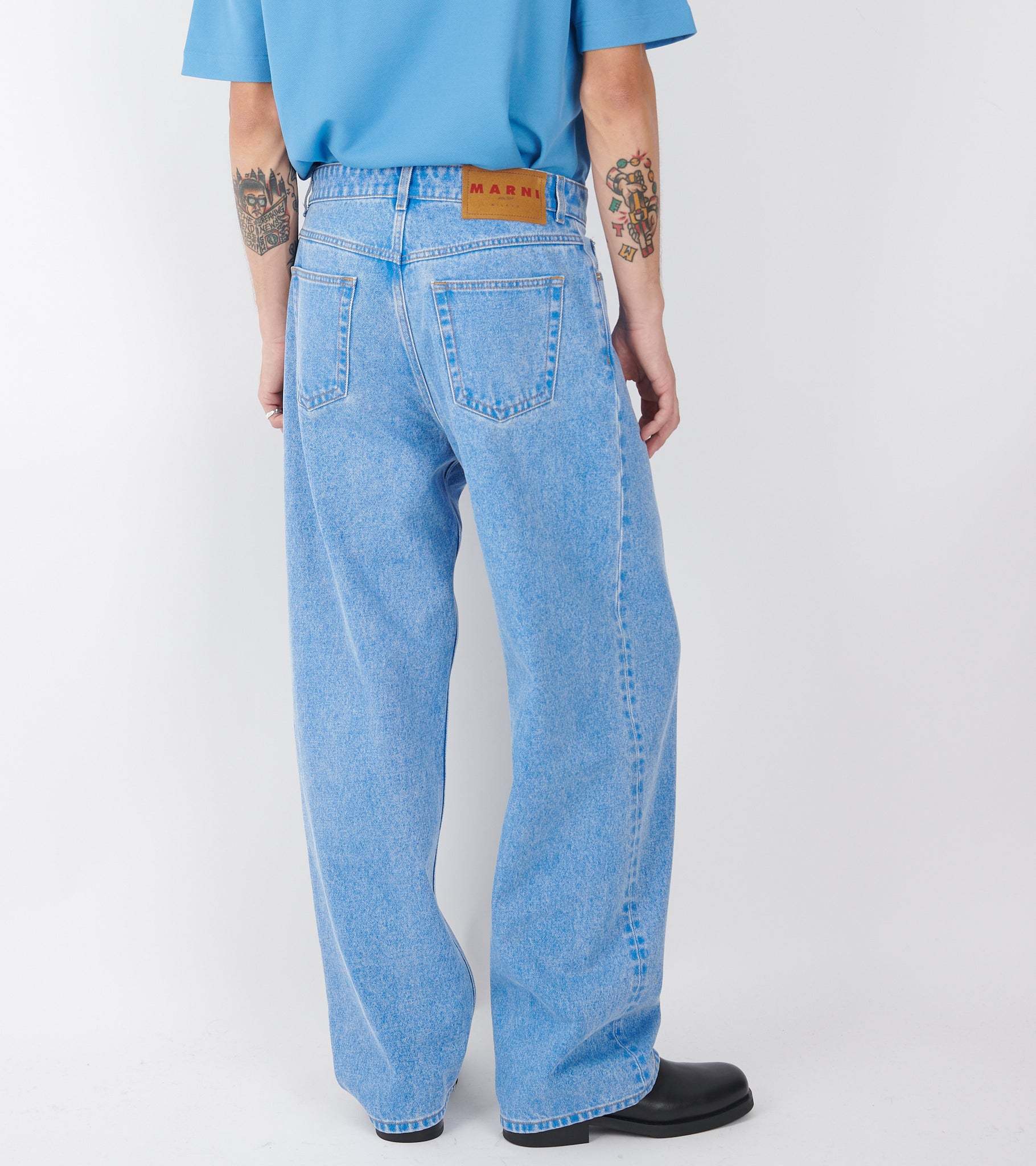 Marni Bleached Coated Denim Jeans Blue In Blue
