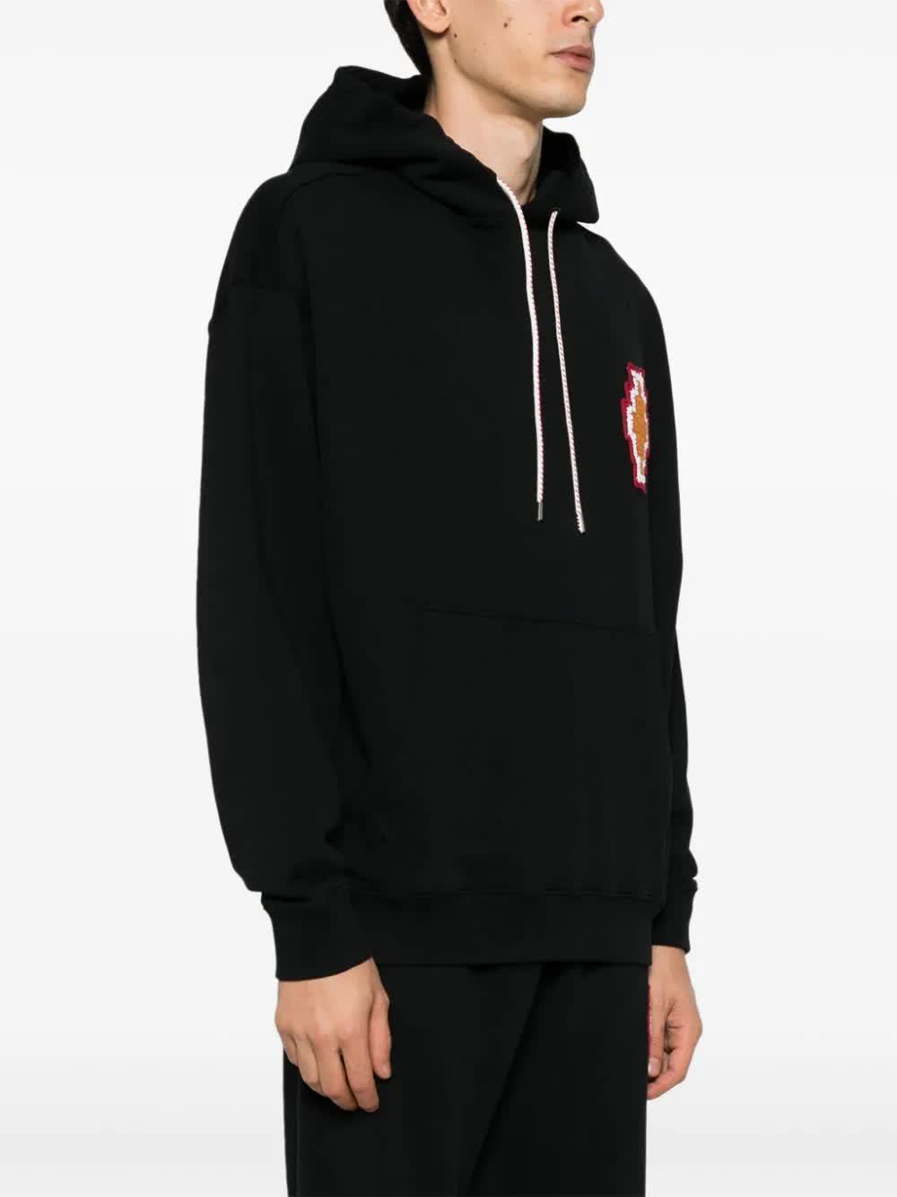 Marcelo Burlon County Of Milan Macrame Cross-patch Cotton Hoodie In Black