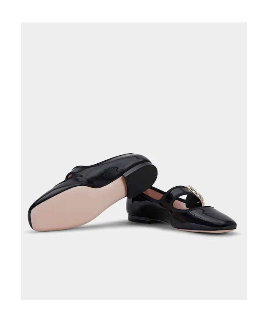Roger Vivier Très Vivier Strass Babies Crystal-embellished Patent-leather Ballet Flats In Black