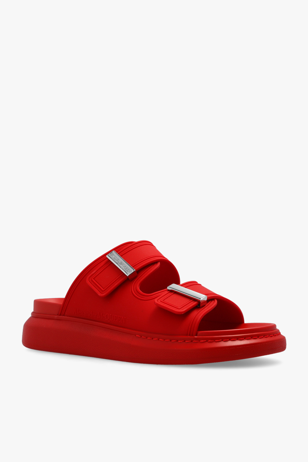 Alexander Mcqueen Hybrid Double-strap Slides In Red