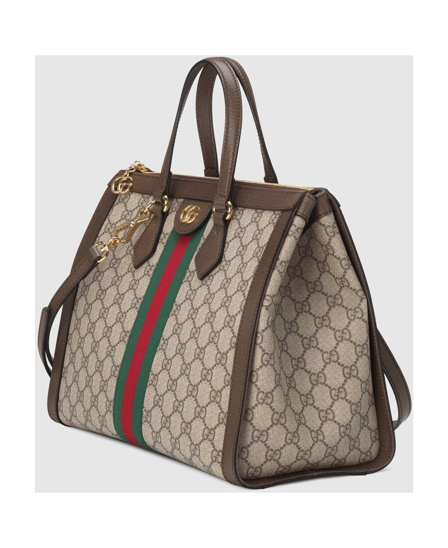 Gucci Small Ophidia Gg Supreme Top Handle Bag In Brown