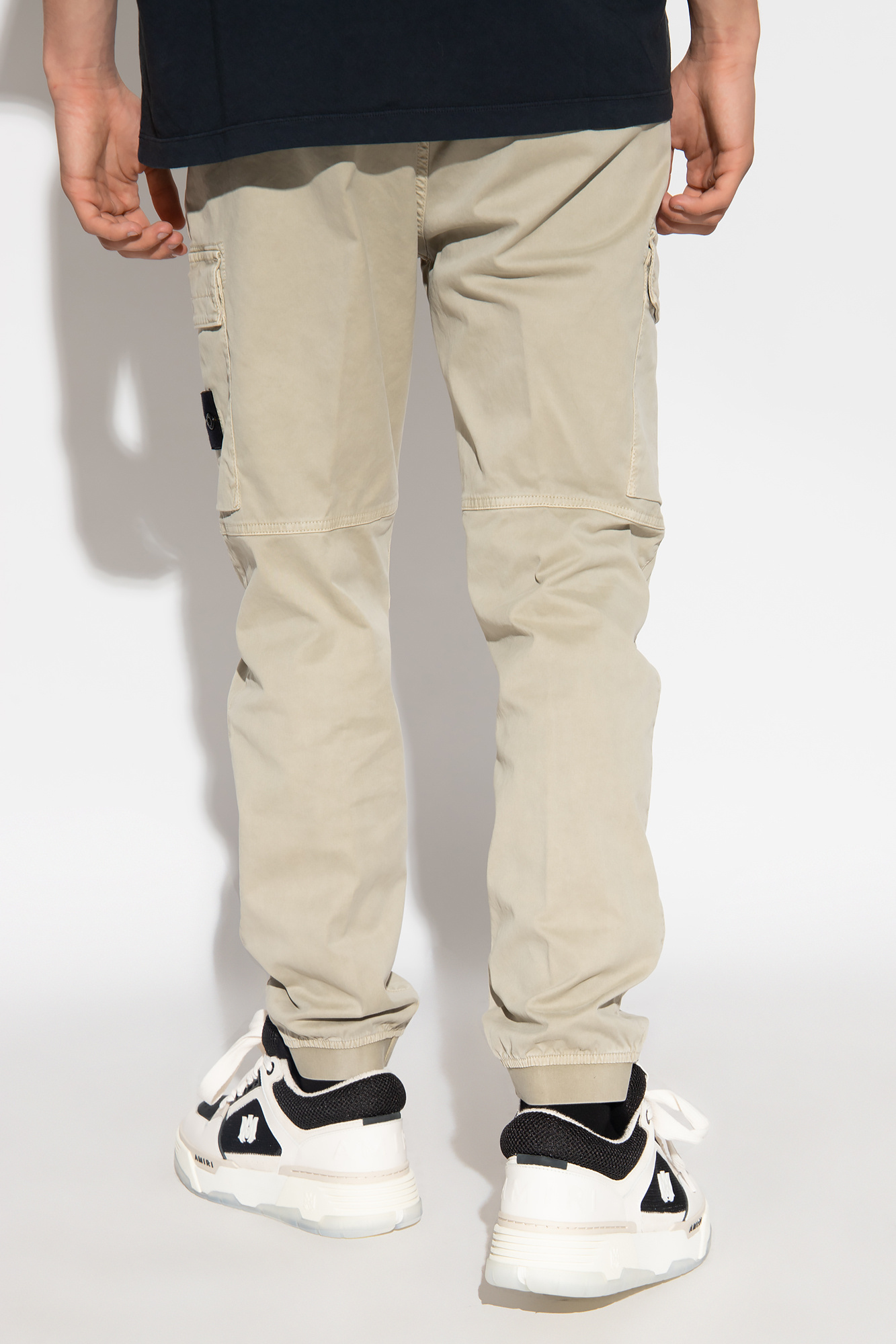 Stone Island Mid-rise Tapered-leg Cargo Trousers In Nude