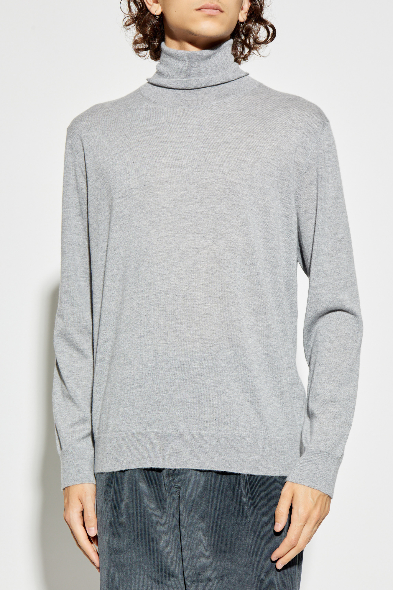 Eleventy Turtleneck Wool Jumper In Gray