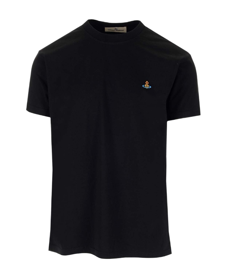 Vivienne Westwood Organic Cotton T-shirt With Signature Orb Logo In Black