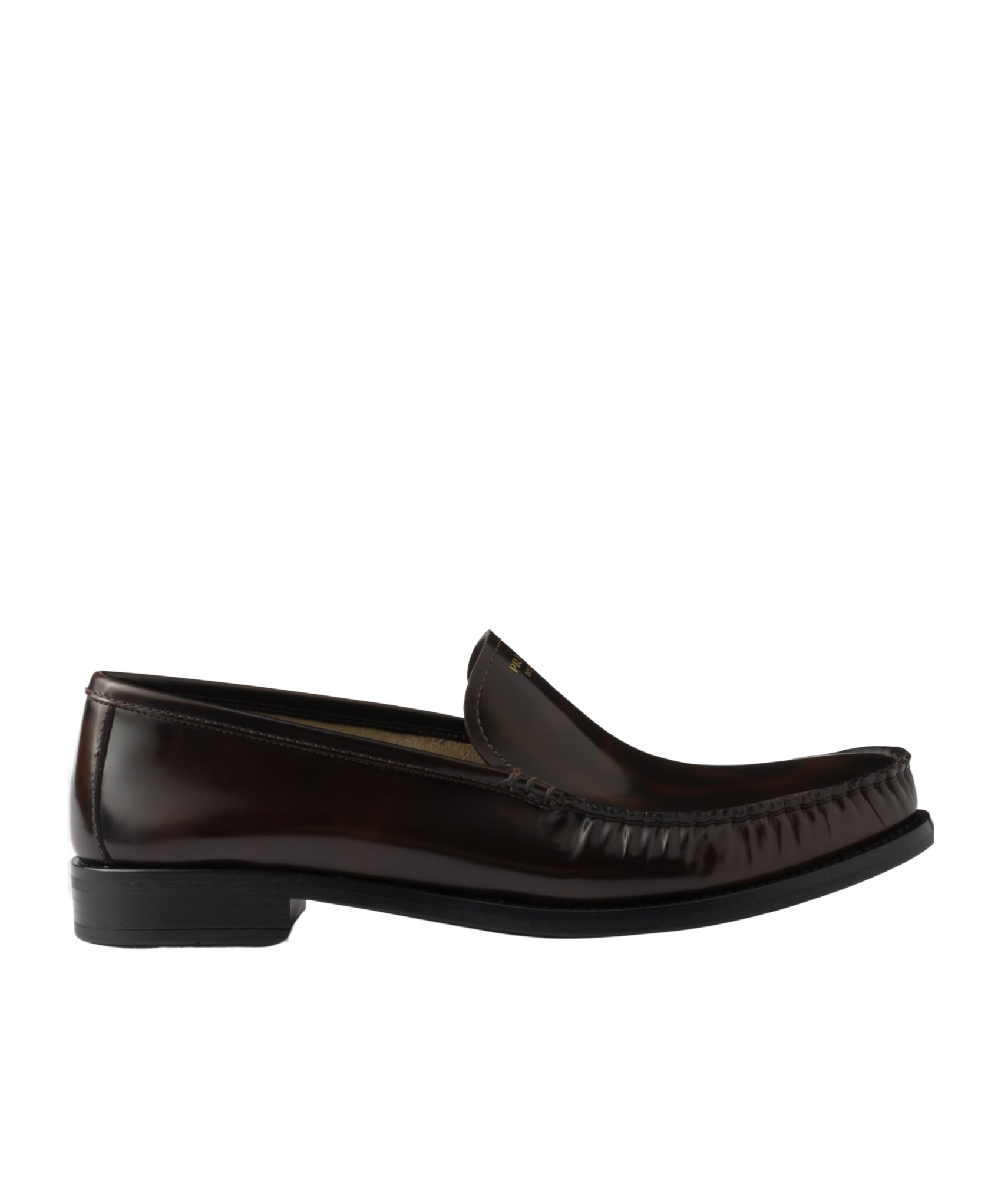 Prada Brushed Leather Loafers In Ochre Brown