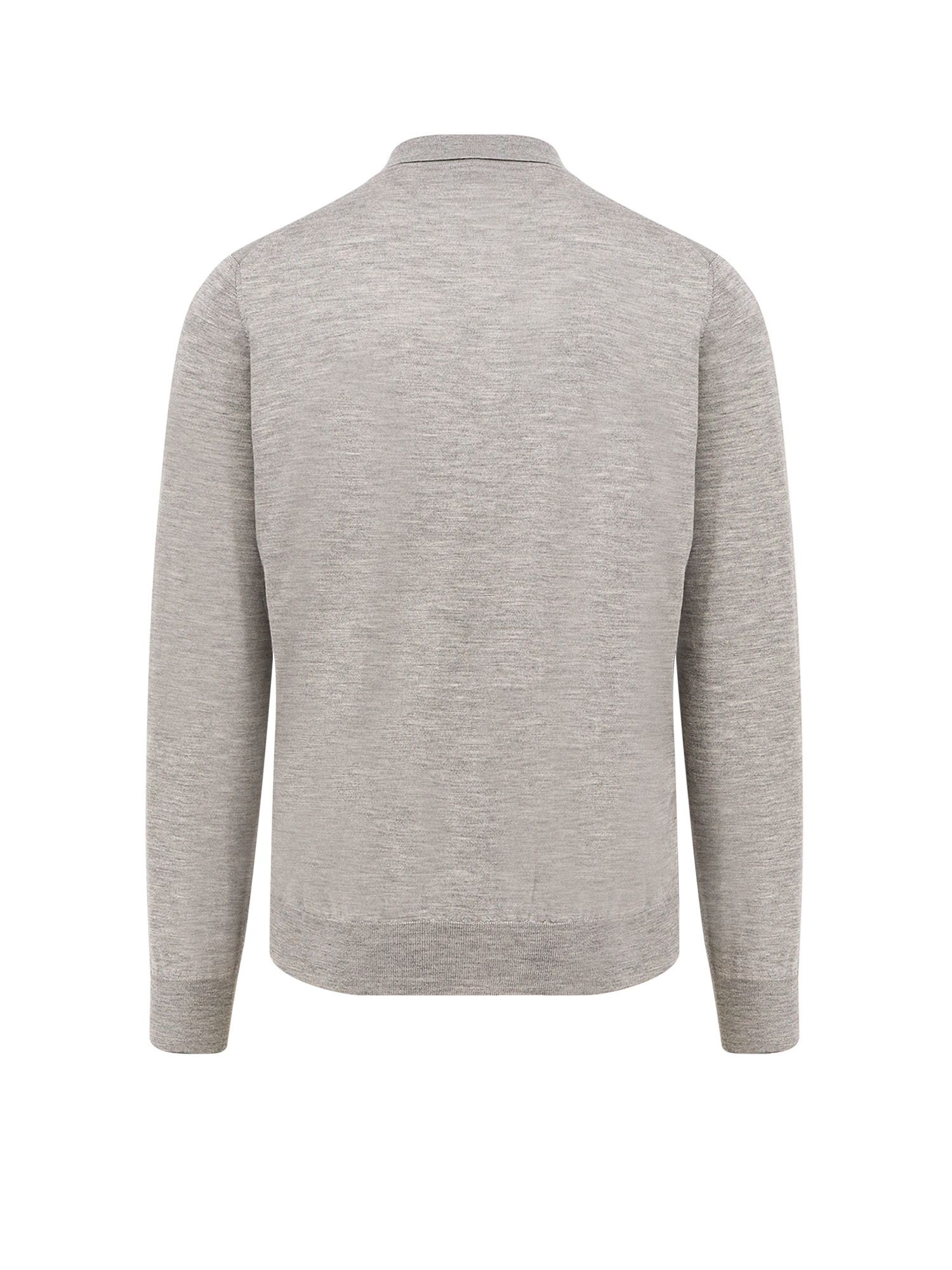 Brunello Cucinelli Long-sleeved Grey Polo With Textured Fabric In Gray