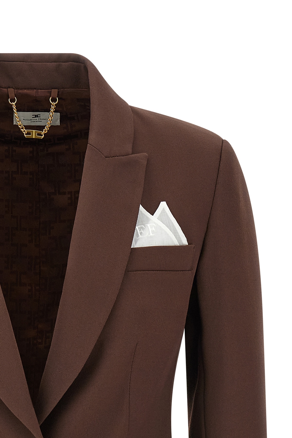 Elisabetta Franchi Single-breasted Viscose Blend Blazer In Brown