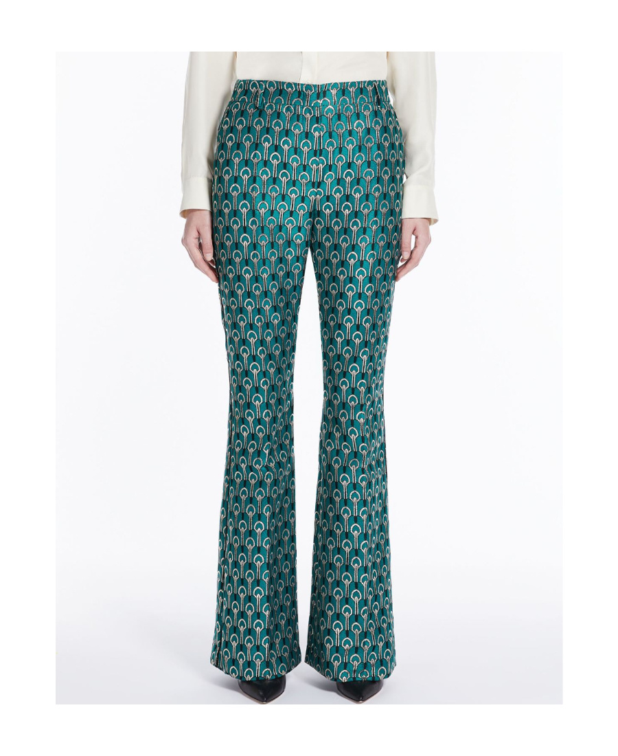 Weekend Max Mara Jacquard Casual Pants In Green
