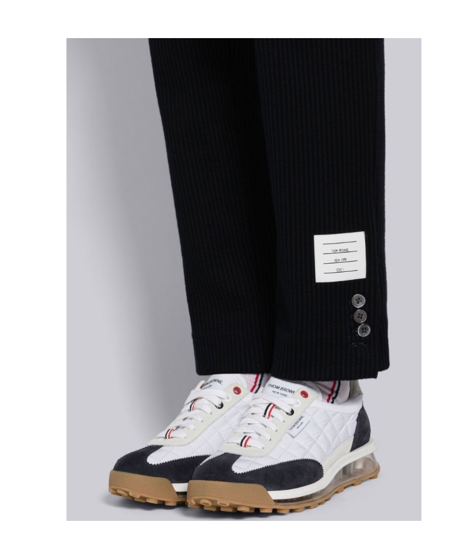 Thom Browne Cropped Pinstripe Trousers In Black