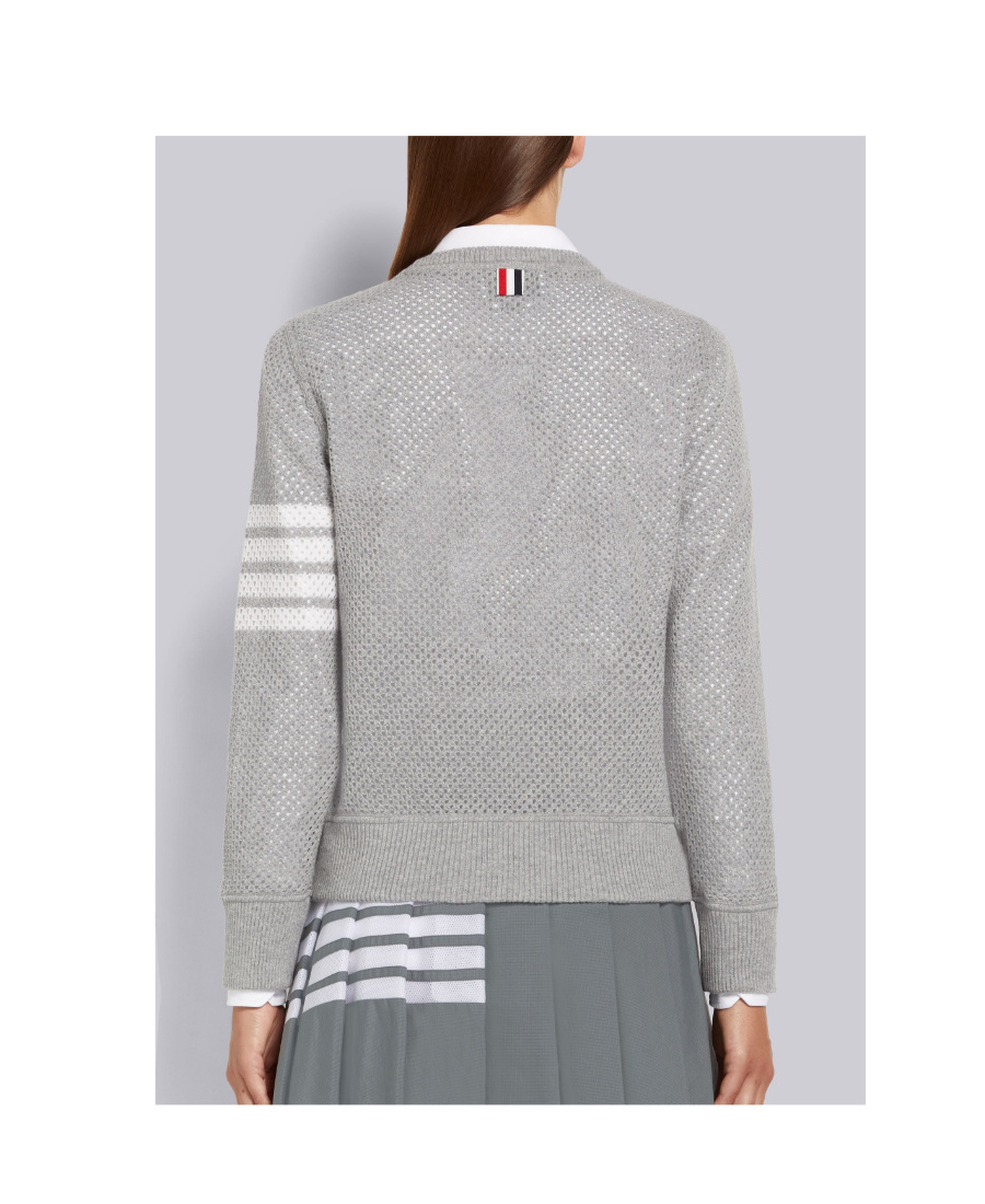 Thom Browne 4-bar Long-sleeve Cotton Jersey Ruby T-shirt In Gray