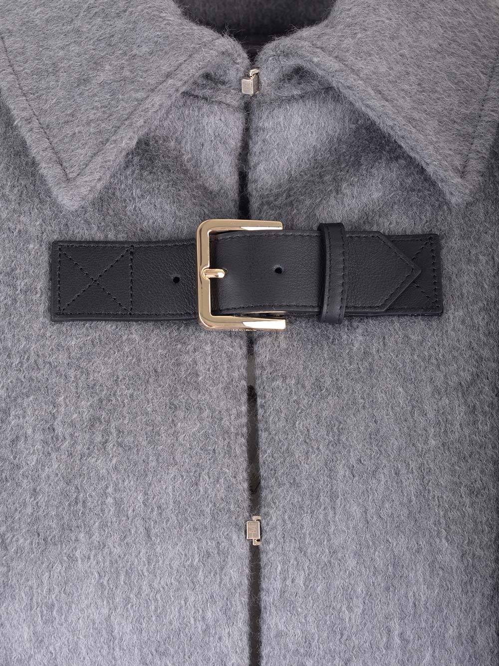 Max Mara Gray Oblique Cape In Virgin Wool And Cashmere In Gray