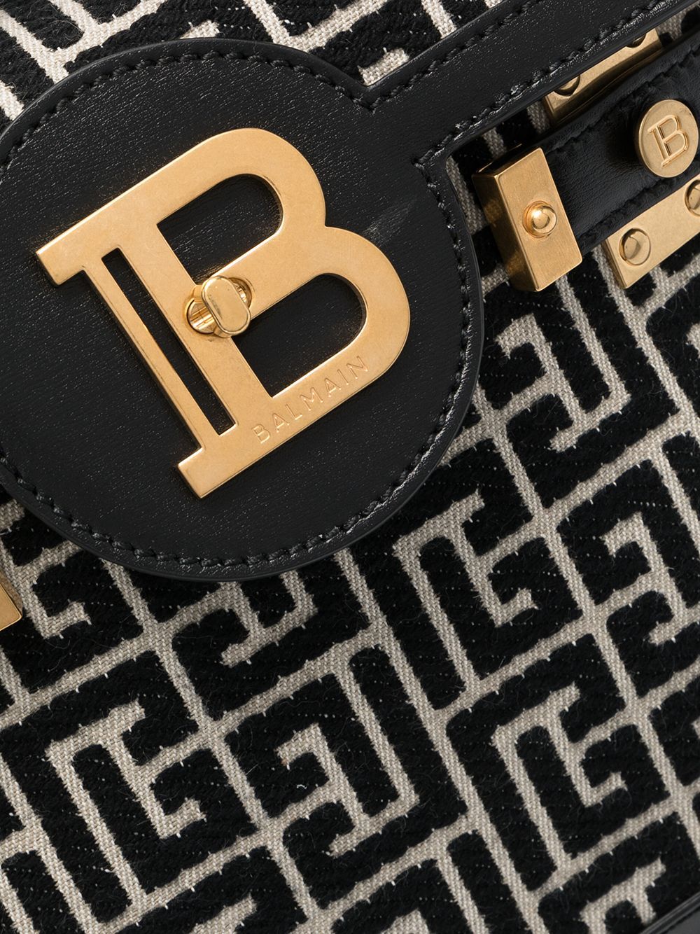 Balmain Bicolor Jacquard B-buzz 23 Bag In Black