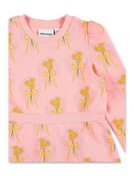 Shop Mini Rodini Floral-print Dress In Pink