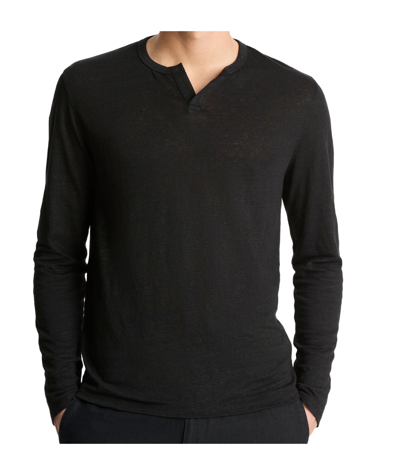 Vince Regular Fit Long Sleeve Linen Tee
