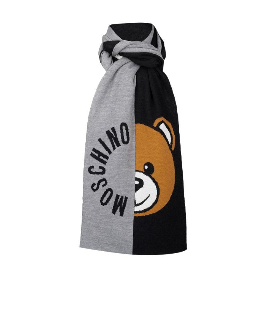 Moschino Stitching Detail Scarf In Gray