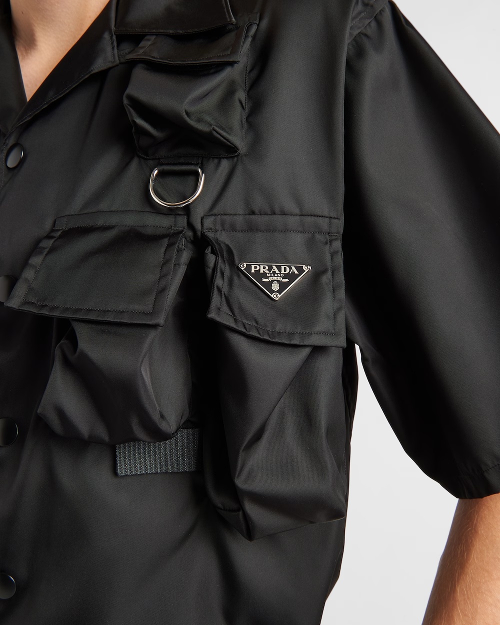 Prada Nylon Short Sleeves Shirt In Black