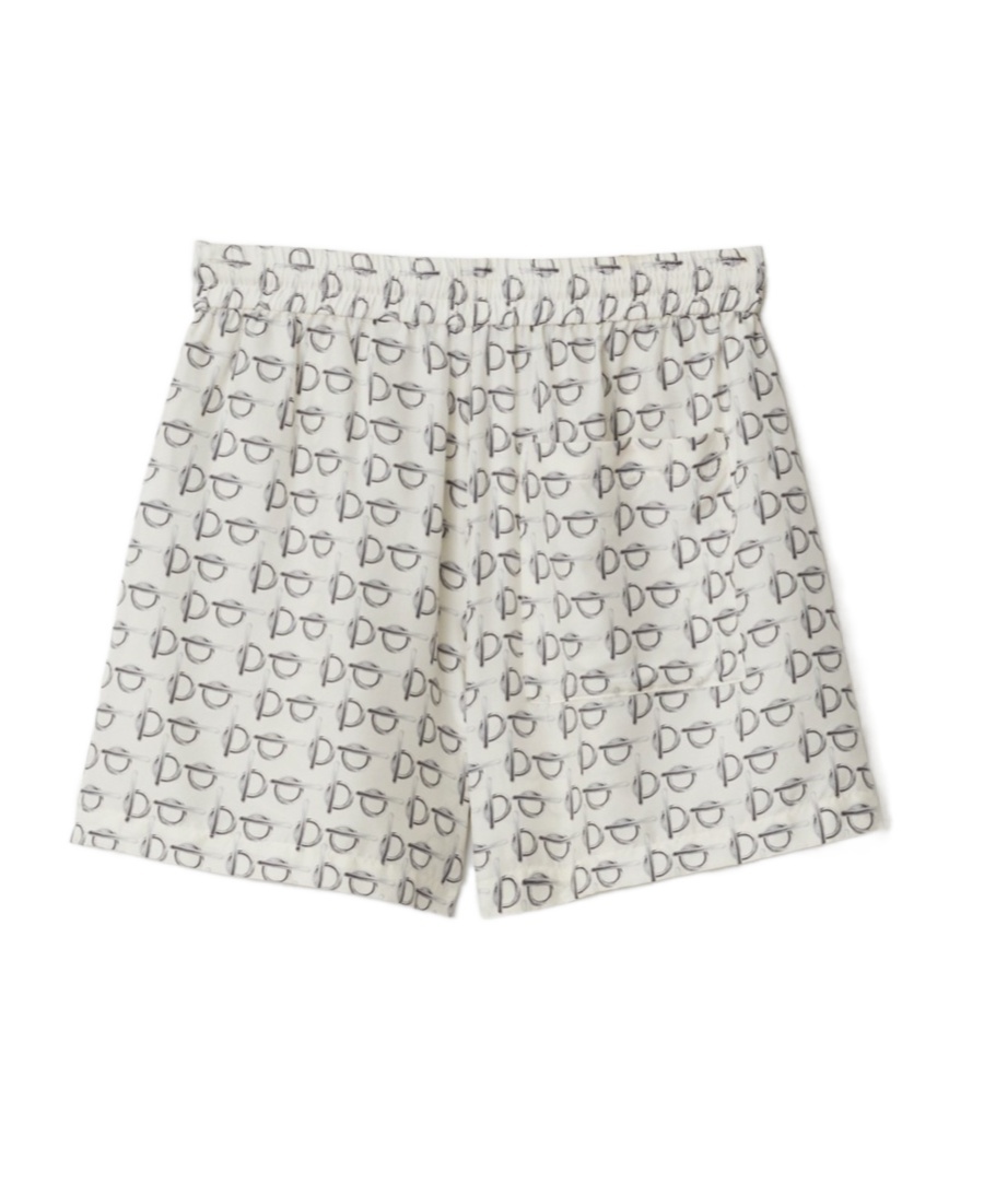 Burberry B Closure Print Silk Shorts In White
