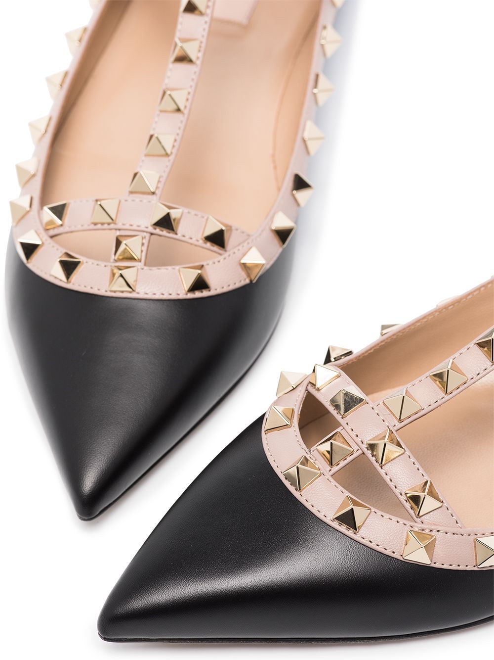Valentino Rockstud Leather Flat Ballerina Shoes In Multicolor
