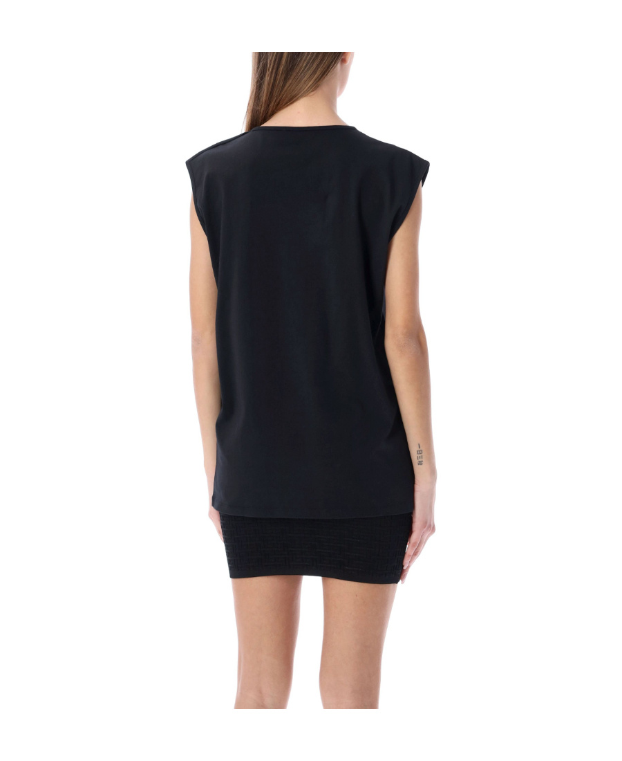 Balmain Embossed-buttons Logo-print Tank Top In Black