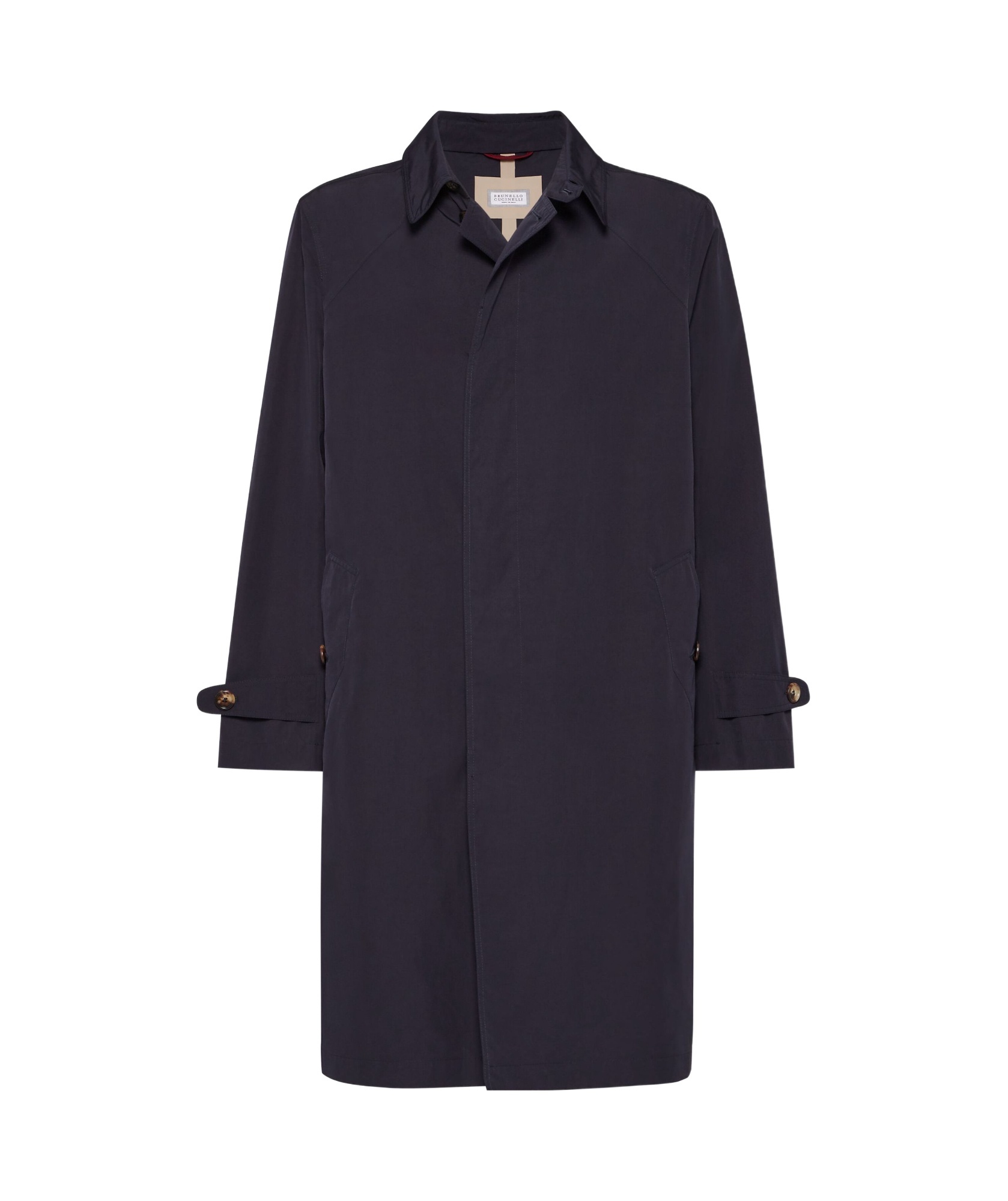 Brunello Cucinelli Water-resistant Microfiber Trench Coat In Navy Blue