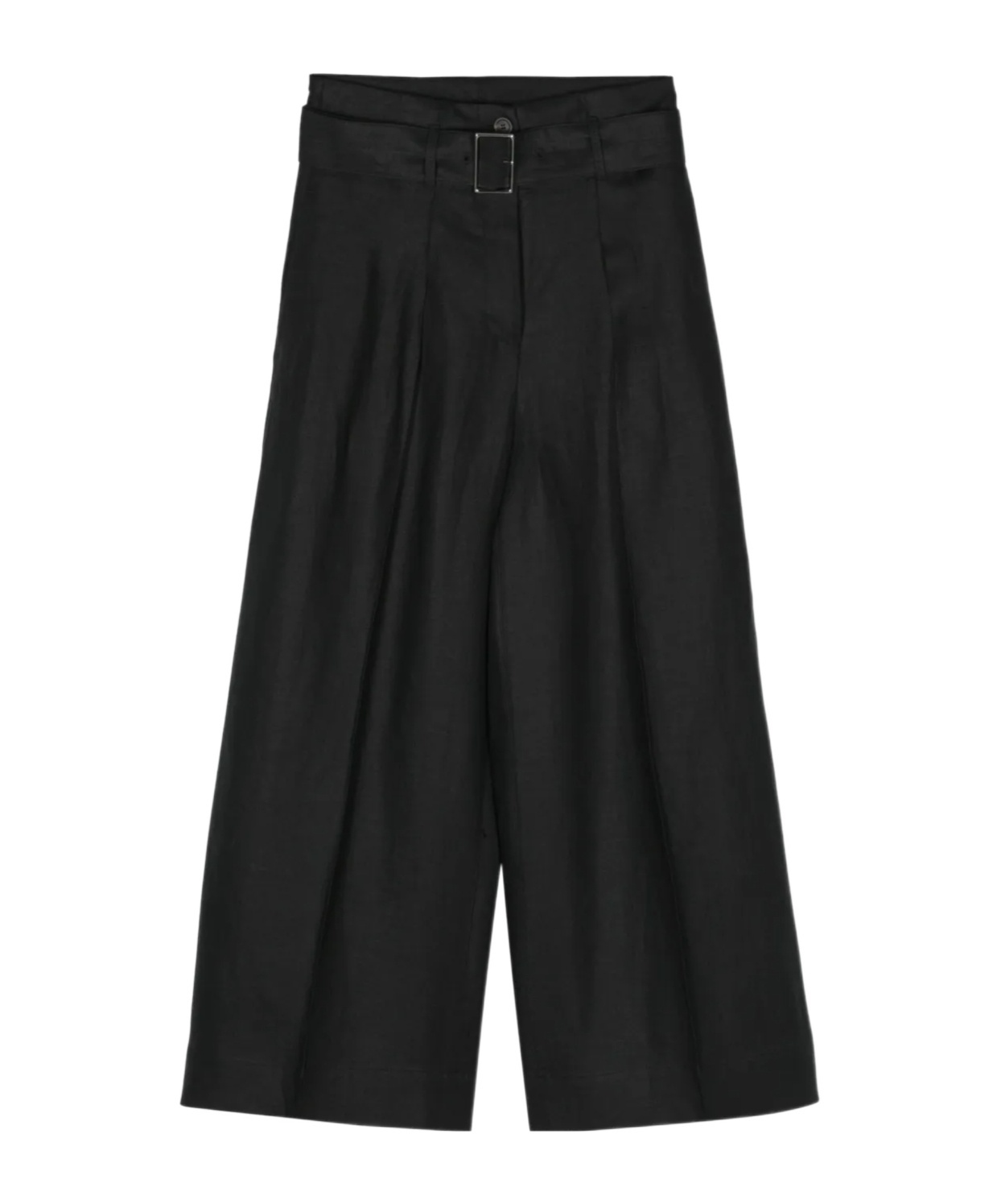 Peserico Cropped Linen Palazzo Pants In Black