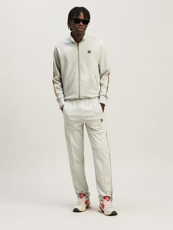 Palm Angels Monogram Embroidered Zipped Jacket In White
