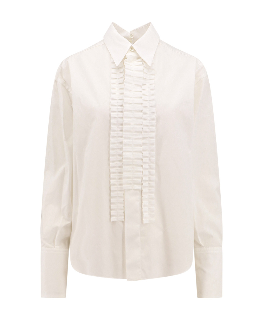 Marni White Bio Poplin Shirt With Ruffles In White